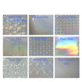 Snowflake Holograohic film，Ink Dot film，Pinwheel film，Grid film，Heart film，Plain film，Star film，Period film，Star Fantasy film